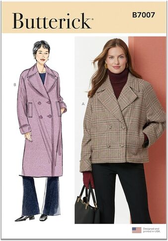 Butterick B7007R5 Misses' سترة فضفاضة مزدوجة الصدر ومعطف نمط الخياطة، رمز التصميم B7007، الأحجام 14-16-18-20-22 in Saudi Arabia