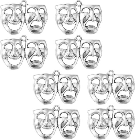 20Pcs Retro Comedy and Tragedy Mardi Alloy Charms,Antique Silver Happy Sad Drama Mask Dance Ball Expression Mini Charms for DIY Jewelry Craft Making in Saudi Arabia