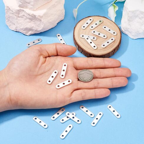 Pandahall 20 قطعة من سبائك الفضة العتيقة على الطراز التبتي 3 فتحات مستطيلة فاصل بار صنع المجوهرات الساحرة رابط موصل متعدد الخيوط فاصل 24 × 6 × 2 مم in Saudi Arabia