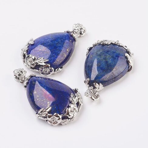 1Pcs Teardrop Lazuli Pendants, Pendants Charms with Brass Findings Platinum Teardrop Natural Stone Charms for Necklace Bracelet Jewelry Making DIY Craft Making in Saudi Arabia