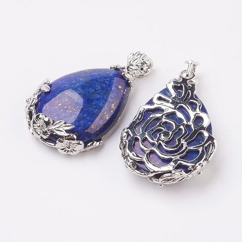 1Pcs Teardrop Lazuli Pendants, Pendants Charms with Brass Findings Platinum Teardrop Natural Stone Charms for Necklace Bracelet Jewelry Making DIY Craft Making in Saudi Arabia