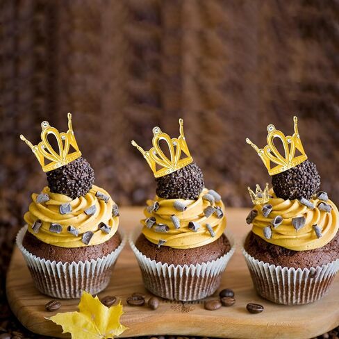 9 Pcs Mini Gold Crown Cake Toppers - Tiny Queen & Princess Crown Decor, Premium Cupcake Toppers for Birthday Cakes, Wedding Desserts & Party Decor in Saudi Arabia