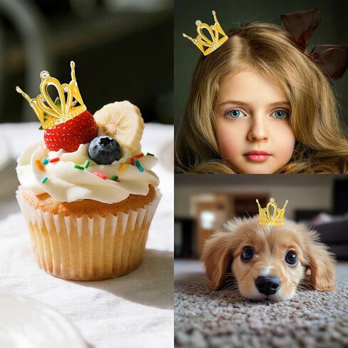 9 Pcs Mini Gold Crown Cake Toppers - Tiny Queen & Princess Crown Decor, Premium Cupcake Toppers for Birthday Cakes, Wedding Desserts & Party Decor in Saudi Arabia