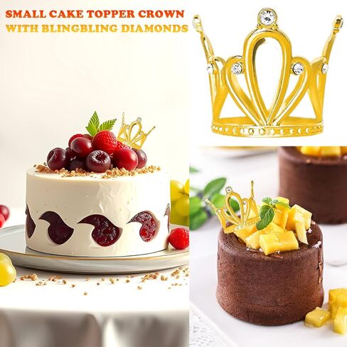 9 Pcs Mini Gold Crown Cake Toppers - Tiny Queen & Princess Crown Decor, Premium Cupcake Toppers for Birthday Cakes, Wedding Desserts & Party Decor in Saudi Arabia