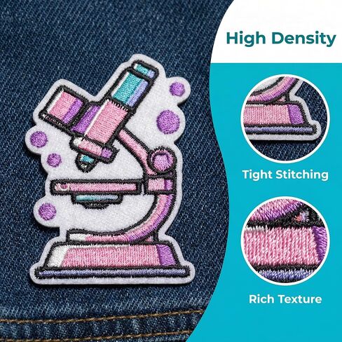10PCS Science Iron on Patches Set, Beaker Microscope DNA Molecule Atom Embroidered Appliques for Clothes, Jackets, Bags, Backpacks in Saudi Arabia