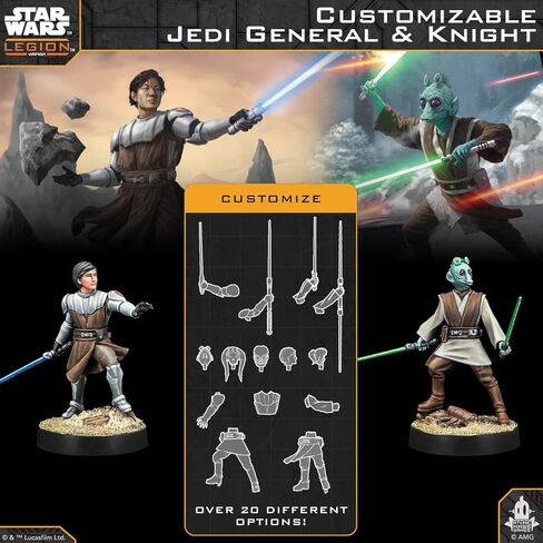 Asmodee Star Wars: Legion Customizable Jedi General and Knight - Tabletop Miniatures Game, Strategy Game for Kids and Adults, Ages 14+, 2 Players, 90 Min Playtime in Saudi Arabia