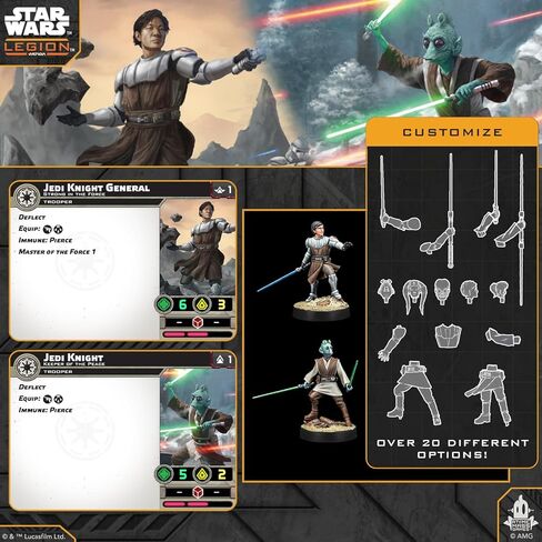 Asmodee Star Wars: Legion Customizable Jedi General and Knight - Tabletop Miniatures Game, Strategy Game for Kids and Adults, Ages 14+, 2 Players, 90 Min Playtime in Saudi Arabia