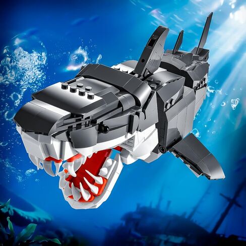 Mechanical Shark Building Set for Adult,Sea Fish Model Builing Blocks with Stand,Movable Ocean Animal Toy for Home Office Decor,Gift for Teens Boys Girls Ages 8+,1031PCS in Kuwait