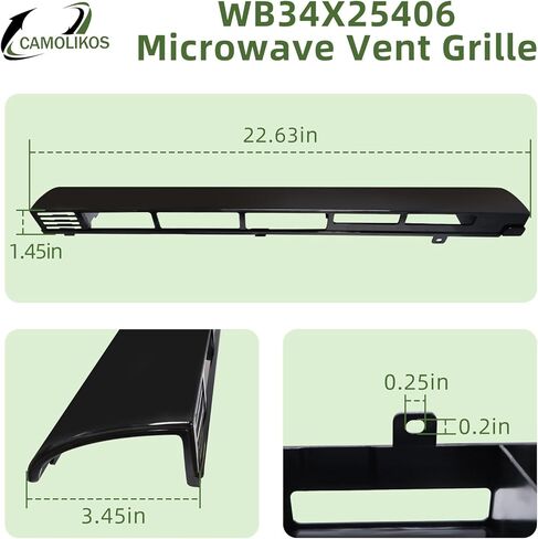 WB34X25406 Microwave Vent Grille Fits for GE WB34X25406 Top Vent Grille Replacement 4465386 AP6040821 PS11774030 EAP11774030 (Black 1PC) in Kuwait