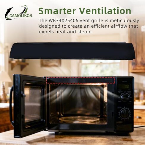 WB34X25406 Microwave Vent Grille Fits for GE WB34X25406 Top Vent Grille Replacement 4465386 AP6040821 PS11774030 EAP11774030 (Black 1PC) in Kuwait