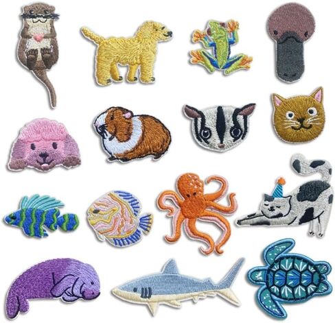 Sewing Supplies 15pcs Ocean Fish Patch Stickers Animals Embroidery Patches in Saudi Arabia