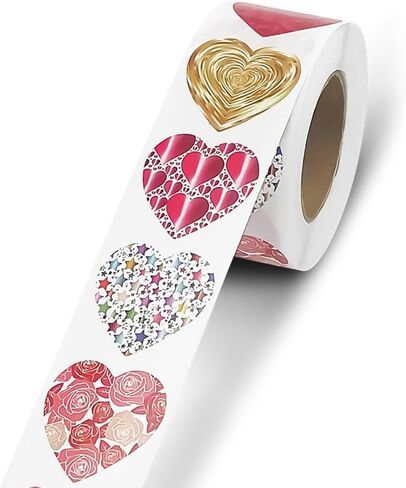 1 Roll Glitter Heart Stickers, 2.54cm Self-Adhesive Love Labels for Valentine's Day, Mother's Day,Christmas, Wedding, Gift Wrapping and Envelope Decoration​, 1000pcs in Saudi Arabia