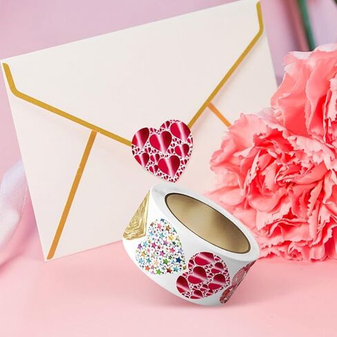 1 Roll Glitter Heart Stickers, 2.54cm Self-Adhesive Love Labels for Valentine's Day, Mother's Day,Christmas, Wedding, Gift Wrapping and Envelope Decoration​, 1000pcs in Saudi Arabia