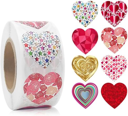 1 Roll Glitter Heart Stickers, 2.54cm Self-Adhesive Love Labels for Valentine's Day, Mother's Day,Christmas, Wedding, Gift Wrapping and Envelope Decoration​, 1000pcs in Saudi Arabia