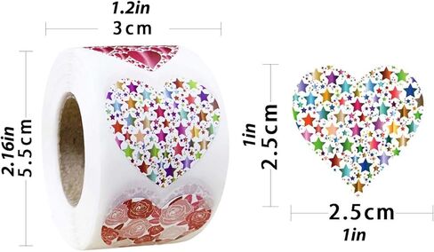 1 Roll Glitter Heart Stickers, 2.54cm Self-Adhesive Love Labels for Valentine's Day, Mother's Day,Christmas, Wedding, Gift Wrapping and Envelope Decoration​, 1000pcs in Saudi Arabia
