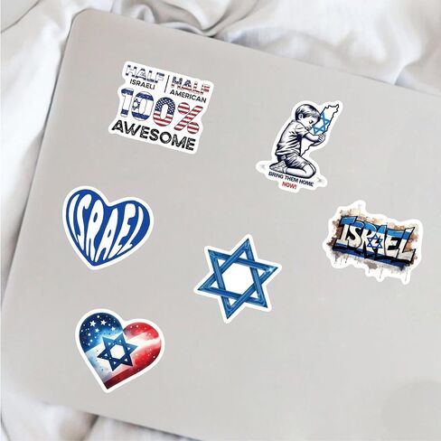 ملصقات إسرائيل 55 قطعة - أنا أقف مع إسرائيل أمريكا الصداقة الأمة الإسرائيلية تظهر أعلام الدعم الخاصة بك ختم الفينيل - سهل اللصق والإزالة للموكب ونافذة السيارات والشاحنات وزجاجات المياه in Kuwait