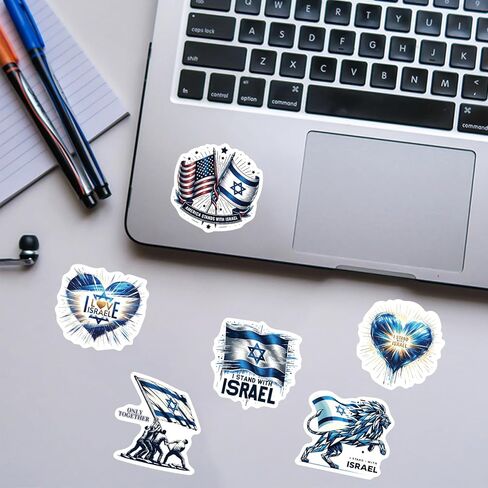 ملصقات إسرائيل 55 قطعة - أنا أقف مع إسرائيل أمريكا الصداقة الأمة الإسرائيلية تظهر أعلام الدعم الخاصة بك ختم الفينيل - سهل اللصق والإزالة للموكب ونافذة السيارات والشاحنات وزجاجات المياه in Kuwait