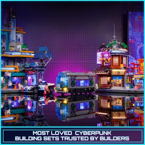 مجموعة مكعبات بناء وإضاءة Cyberpunk Future-Bus - مجموعة مركبات Cyberpunk City Future LED ضوء 2 في 1 مجموعة عرض نموذج السيارة 605 قطعة للبالغين ومحبي الخيال العلمي in Kuwait