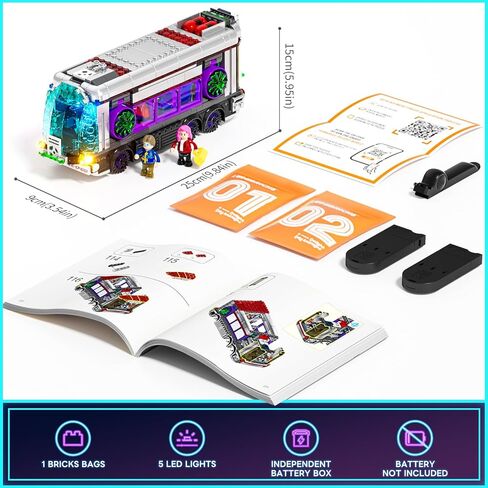 مجموعة مكعبات بناء وإضاءة Cyberpunk Future-Bus - مجموعة مركبات Cyberpunk City Future LED ضوء 2 في 1 مجموعة عرض نموذج السيارة 605 قطعة للبالغين ومحبي الخيال العلمي in Kuwait