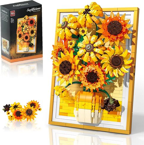 Motion-Sensing LED Light Sunflower Photo Frame Building Kit 1011 PCS, Inspired Wall Art Decor, Creative Gift for Adults & Teens 14+ in Saudi Arabia