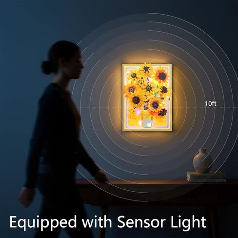 Motion-Sensing LED Light Sunflower Photo Frame Building Kit 1011 PCS, Inspired Wall Art Decor, Creative Gift for Adults & Teens 14+ in Saudi Arabia
