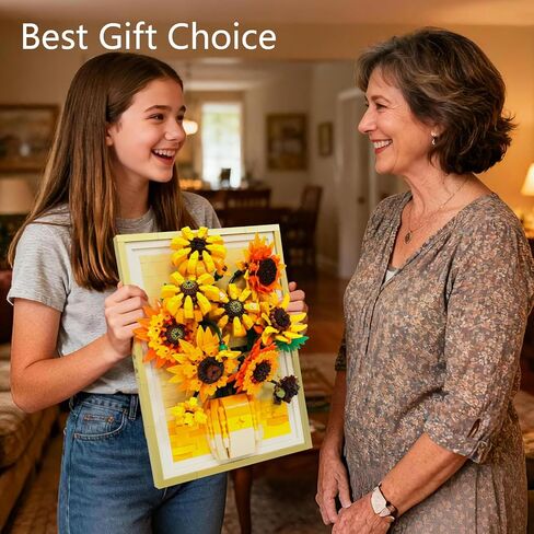 Motion-Sensing LED Light Sunflower Photo Frame Building Kit 1011 PCS, Inspired Wall Art Decor, Creative Gift for Adults & Teens 14+ in Saudi Arabia