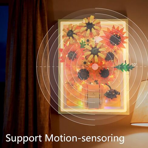 Motion-Sensing LED Light Sunflower Photo Frame Building Kit 1011 PCS, Inspired Wall Art Decor, Creative Gift for Adults & Teens 14+ in Saudi Arabia