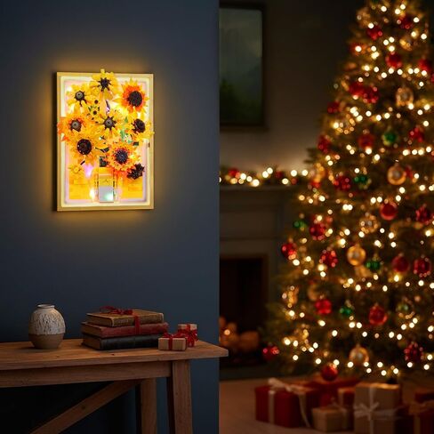 Motion-Sensing LED Light Sunflower Photo Frame Building Kit 1011 PCS, Inspired Wall Art Decor, Creative Gift for Adults & Teens 14+ in Saudi Arabia