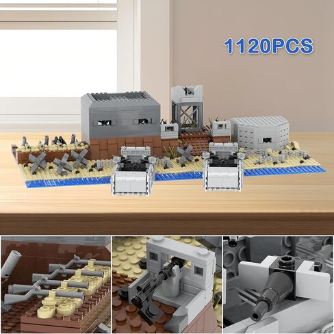 1120 Piece WW2 Landing Craft Battlefield Military Fortresses Building Block Set Toys for Kids.Including Fortresses,Landing Craft, Turrets.The Best Gift for Military Enthusiasts. in Saudi Arabia