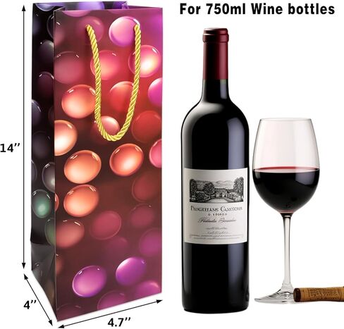 WorldBazaar 12 Pack Wine Gift Bags Holiday Paper Bags Set Home Wedding Birthday Party Favor Reusable Wine Wrapping Bag with Handles 14 Inch in Saudi Arabia