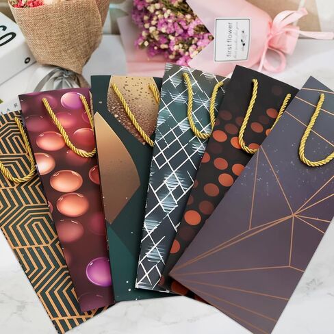 WorldBazaar 12 Pack Wine Gift Bags Holiday Paper Bags Set Home Wedding Birthday Party Favor Reusable Wine Wrapping Bag with Handles 14 Inch in Saudi Arabia