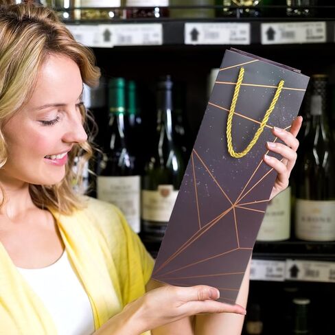 WorldBazaar 12 Pack Wine Gift Bags Holiday Paper Bags Set Home Wedding Birthday Party Favor Reusable Wine Wrapping Bag with Handles 14 Inch in Saudi Arabia