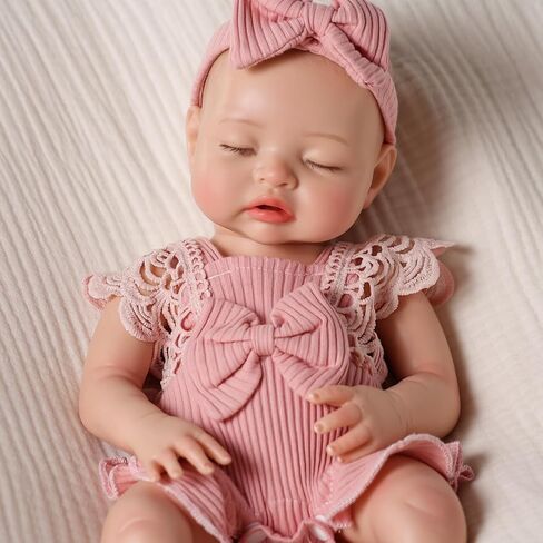 BABESIDE Reborn Baby Dolls سيليكون كامل الجسم - دمية طفلة واقعية نائمة مقاس 16 بوصة مع رموش متجذرة يدويًا، لمسة ناعمة، لهاية حقيقية وصندوق هدايا للأطفال بعمر 3 سنوات فما فوق in Kuwait