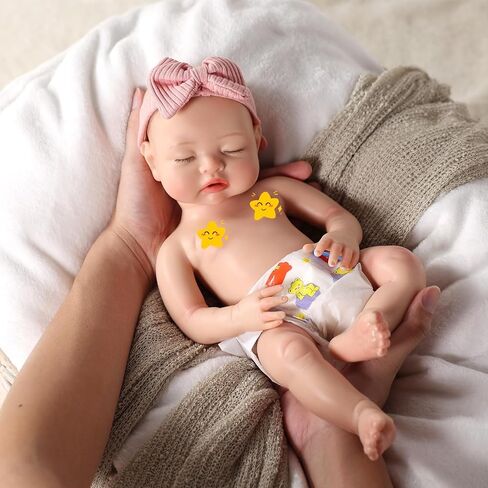 BABESIDE Reborn Baby Dolls سيليكون كامل الجسم - دمية طفلة واقعية نائمة مقاس 16 بوصة مع رموش متجذرة يدويًا، لمسة ناعمة، لهاية حقيقية وصندوق هدايا للأطفال بعمر 3 سنوات فما فوق in Kuwait