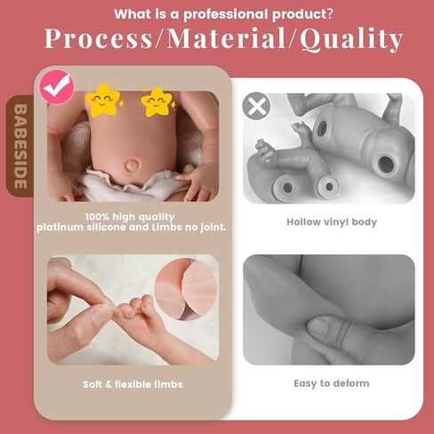 BABESIDE Reborn Baby Dolls سيليكون كامل الجسم - دمية طفلة واقعية نائمة مقاس 16 بوصة مع رموش متجذرة يدويًا، لمسة ناعمة، لهاية حقيقية وصندوق هدايا للأطفال بعمر 3 سنوات فما فوق in Kuwait