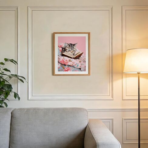 rltxbuk العتاب القط قراءة كتاب الطلاء بالأرقام عدة للبالغين المبتدئين والأطفال 4-12، القطط والكتاب عشاق الهدايا مجموعات الطلاء الزيتي DIY على قماش مؤطرة للمنزل غرفة الأطفال ديكور الشقة 16x20 في in Kuwait