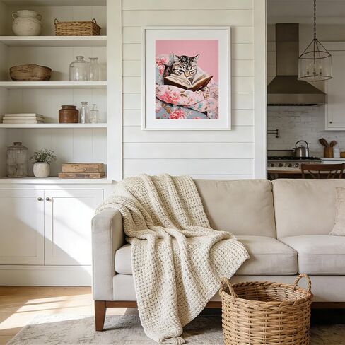 rltxbuk العتاب القط قراءة كتاب الطلاء بالأرقام عدة للبالغين المبتدئين والأطفال 4-12، القطط والكتاب عشاق الهدايا مجموعات الطلاء الزيتي DIY على قماش مؤطرة للمنزل غرفة الأطفال ديكور الشقة 16x20 في in Kuwait