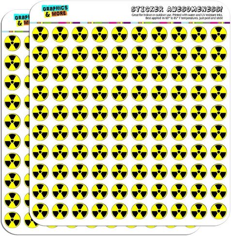 رمز التحذير النووي المشع 1/2 بوصة (0.5 بوصة) ملصقات صياغة القصاصات بتقويم مخطط - غير شفافة in Kuwait