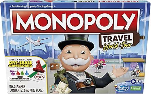 Hasbro Gaming Monopoly World Tour Board Game with Token Stampers and Dry-Erase Gameboard for Family Game Night in Saudi Arabia