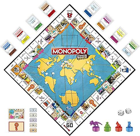 Hasbro Gaming Monopoly World Tour Board Game with Token Stampers and Dry-Erase Gameboard for Family Game Night in Saudi Arabia