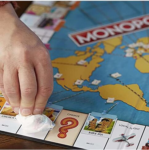 Hasbro Gaming Monopoly World Tour Board Game with Token Stampers and Dry-Erase Gameboard for Family Game Night in Saudi Arabia