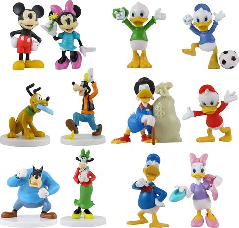 Toptoys2u Bargain Bundles Mickey and Friends 3D Figures - Highly Detailed Collectible Miniature Figures Perfect for Cake Toppers - (Complete Set of 12) in Saudi Arabia