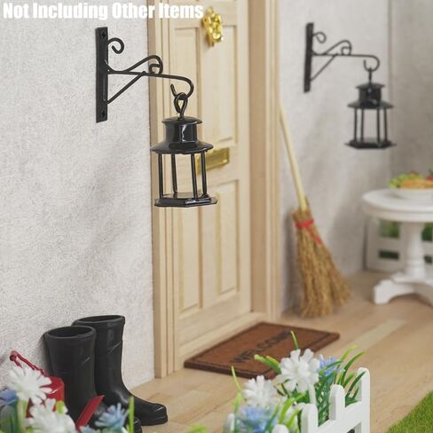 Odoria Dollhouse Scroll Bracket Miniature: 1/12 Scale Wall Hanging Hook Black for Garden Balcony Victorian Vintage - Mini Plant Hanger Outdoor Ornaments for Tiny Flower Planter Model DIY Craft in Saudi Arabia