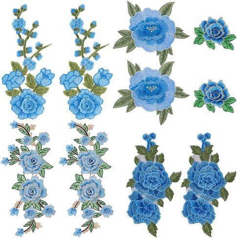 10PCS 5 Styles Flower Embroidered Patch Pink Floral Sew on Patches Embroidery Flower Appliques Repair Patch for DIY Clothing Shirts Jeans Hats Blouses Pants Skirts in Saudi Arabia