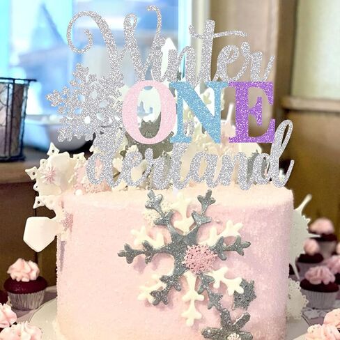 الشتاء Onederland كعكة توبر ندفة الثلج أول عيد ميلاد حزب الديكور الطفل عطلة اللوازم الوردي الأزرق الأرجواني in Kuwait
