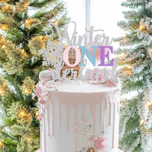 الشتاء Onederland كعكة توبر ندفة الثلج أول عيد ميلاد حزب الديكور الطفل عطلة اللوازم الوردي الأزرق الأرجواني in Kuwait