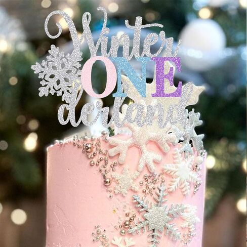 الشتاء Onederland كعكة توبر ندفة الثلج أول عيد ميلاد حزب الديكور الطفل عطلة اللوازم الوردي الأزرق الأرجواني in Kuwait