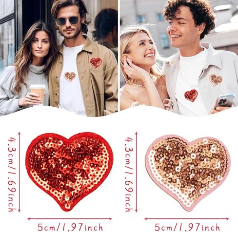 Totelux عيد الحب القلب الحديد على الرقع بريق الترتر المطرزة بقع الوردي الأحمر القلب خياطة على يزين للملابس الجينز قبعة قميص أكياس سترة DIY الزينة الحرفية 10 قطع in Kuwait