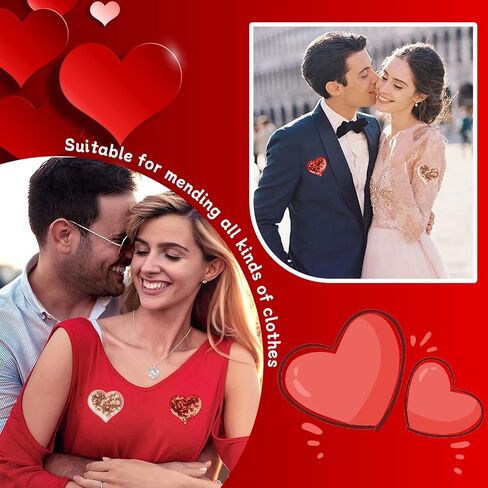 Totelux عيد الحب القلب الحديد على الرقع بريق الترتر المطرزة بقع الوردي الأحمر القلب خياطة على يزين للملابس الجينز قبعة قميص أكياس سترة DIY الزينة الحرفية 10 قطع in Kuwait