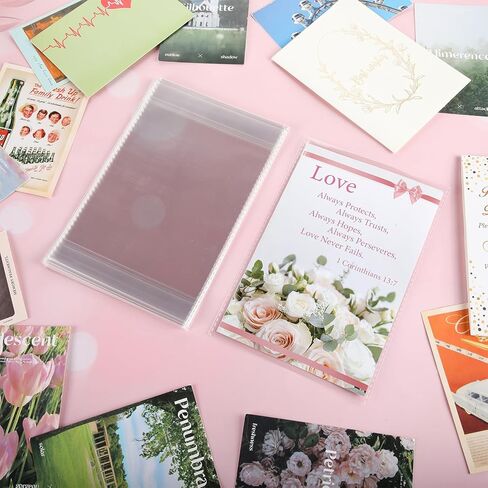 200 Pcs 8.7 x 5.7 Inches Greeting Card Jackets Clear Card Sleeves Fits A2 Valentine Wedding Birthday Cards Envelope Book-Style Opening Cellophane Cover Sleeves for Display Protection in Saudi Arabia